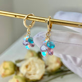 Crystal Huggie Hoop Earrings - Colorful Crystal Diamond - Multicolor huggie hoop - Crystal Threader Earrings Dangle